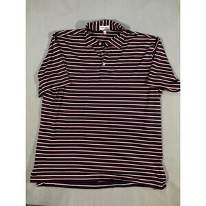 Peter Millar Summer Comfort Golf Polo Shirt Mens L Navy Red Stripe Performance